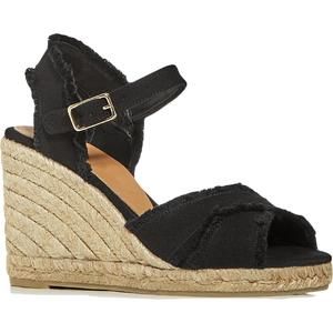 Castaner Womens Bromelia Black Buckle Padded Insole Wedge Heels Shoes NWT